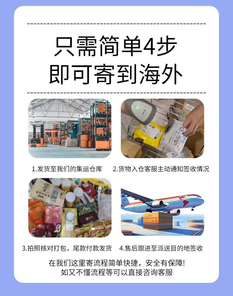 海外集运只需4步-个人转运寄美国英国-低价物流